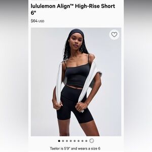 Lululemon Align High-Rise Short 6" Black Sz 4 19